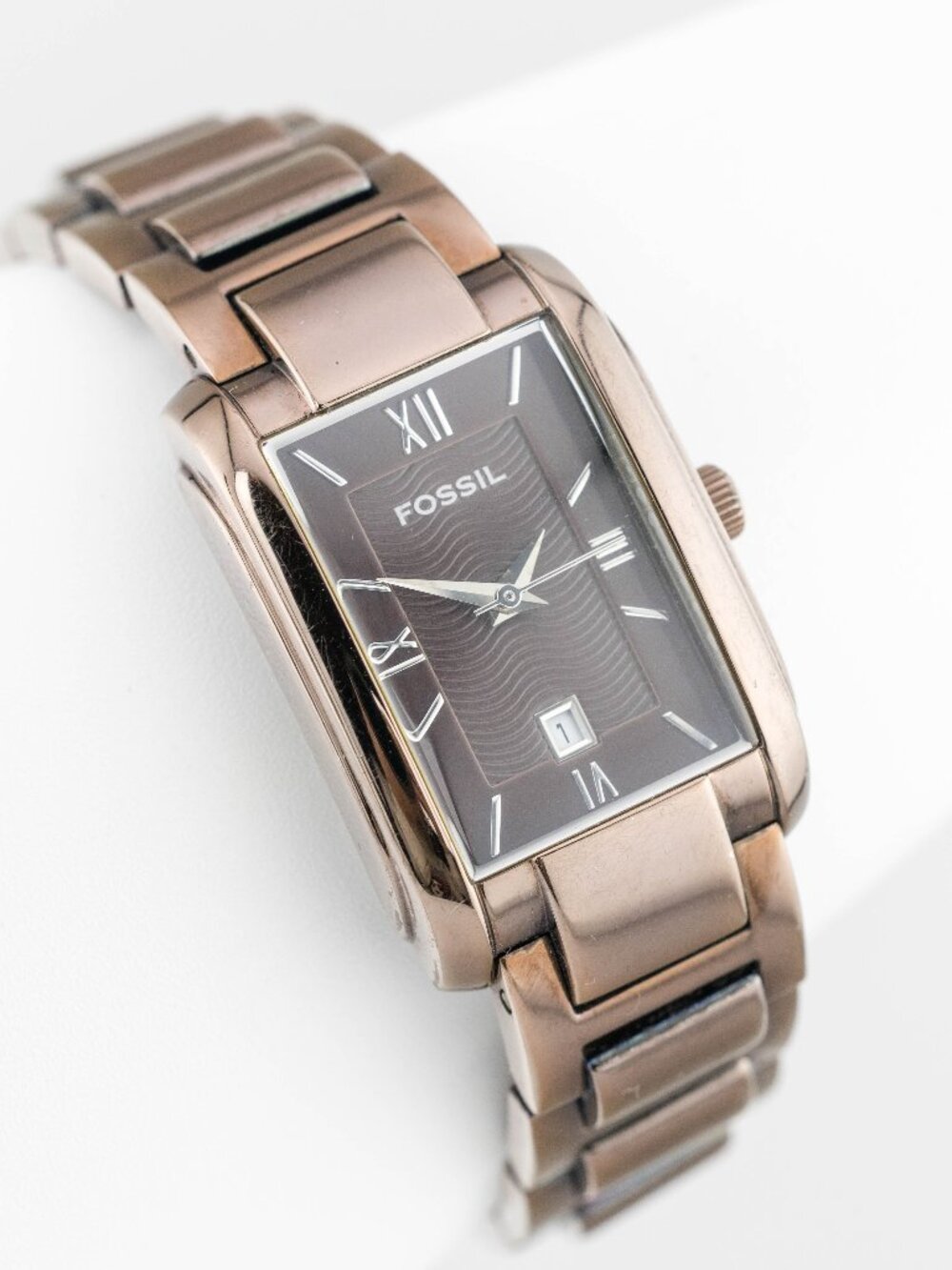 Fossil F2 ES-2002 Women’s Brown Rectangle Quartz Analog Watch Fresh Battery
